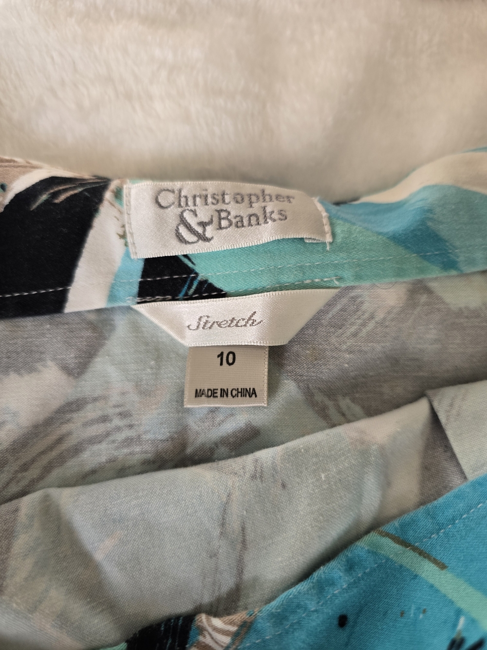 Christopher & Banks Turquoise Brushstroke A-Line Skirt - Picture 3 of 7